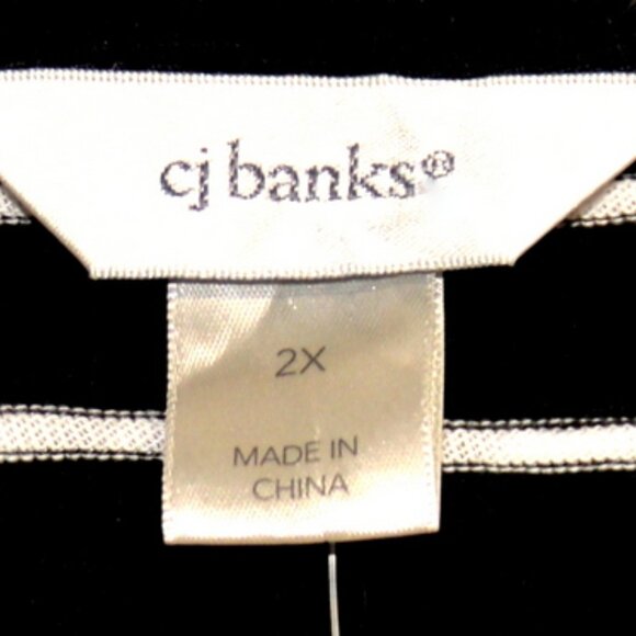 CJ Banks Women’s Long Sleeve Black and White Striped Blouse - Size 2X - Picture 6 of 6